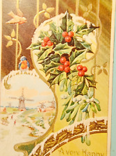 ANTIQUE Merry Christmas Embossed Postcard 1908 Antique Series 6204 picture