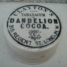 Antique, c1900 very Scarce, WElRD & UNUSUAL, cocoa & dandelion root, jar pot lid picture