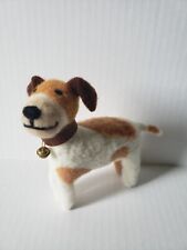 Felted Dog Standing Brown Spots Puppy Bell Collar Jack Russell Terrier 6