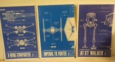 LOT OF 3 STAR WARS POTF BLUEPRINTS SCHEMATICS AT-ST, TIE FIGHTER, X-WING FIGHTER picture