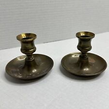 Vintage Pair Brass Candlesticks 2.75” Tall Table Candle picture