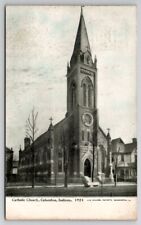 Columbus IN Catholic Church 1913 Elizabethtown To Jasonville Postcard A41 picture