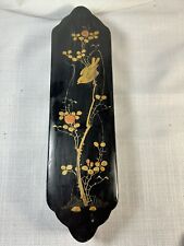 Antique Victorian Paper Mache Pencil Box 1800’s Hand Painted In Gold. picture