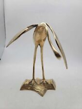 Vintage Solid Brass Duck Swan Goose  Standing On Log Large 9x9x8 Inches MCM picture