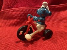 Rare Vintage Helm Smurf Cycle w/ Moving Legs Pedals Peyo Wallace Big Wheel Bike picture
