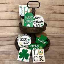8 pc St Patrick Tiered Tray Decor Shamrock and Lucky Charm picture