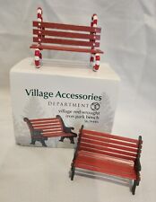 2 Dept 56 Village Accessories - Red Wrought Iron And Candy Cane Park Benches picture