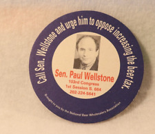 SENATOR PAUL WELLSTONE POLITICAL ADVERTISING CARDBOARD 3-1/2 IN DIAMETER picture