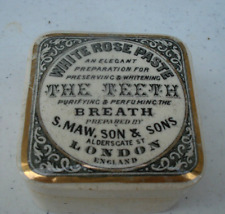 Antique, (ca 1900) Maw's 3-generational business, LONDON Tooth Paste jar pot lid picture