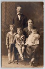 RPPC Marietta OH Family Photo Twin Boys And Baby Fischer Studio Postcard Y28 picture