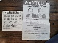 2 FBI WANTED POSTERS. Henry Theodore Young, 1967. Escapee. Murder. picture