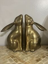 Vintage Solid Brass Bronze Standing Rabbit Heavy Bookends Unique  6