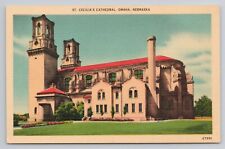 Saint Cecilia Cathedral Omaha Nebraska Vintage Linen Postcard picture