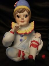 Vintage Royal Crown Bisque Sitting Circus Clown Jester Figurine  7
