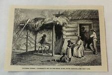 1876 magazine engraving~ FISHERMAN'S HUT ON THE EDISTO RIVER South Carolina picture