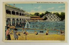 Buckeye Lake OH Ohio Beach and Swimming Pool Vintage 1953 Postcard L2 picture