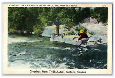 1948 Fishing In Inland Waters Greetings from Thessalon Ontario Canada Postcard picture