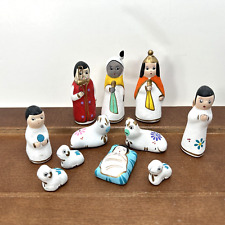 Miniature Handcrafted Ceramic Mexico Nativity Scene Figurines Christmas, 11-Pcs picture