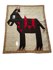 ANTIQUE QUILT VERY RARE FOLK ART SINGLE DONKEY picture