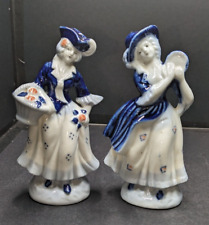 VTG Occupied Japan 1945-1952 Victorian Colonial Lady Figurines Blue & White picture
