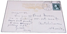 AUGUST 1911 ROCK ISLAND CRI&P KC & TUCUMCARI TRAIN #2 RPO HANDLED POST CARD picture