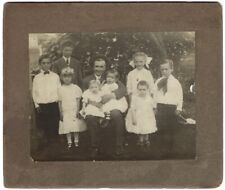 c1900 Father W/ 8 KIDS? Family Dead Mother? Post Mortem Grief Antique Photo picture