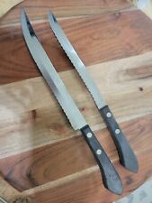 2 Oneida Deluxe Serrated Knife Set, Wood Handle picture