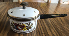 Vtg Georges Briard Enamelware Small Covered Pot Forbidden Fruit EUC 5” Diameter picture