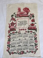 1965 Vintage Kitchen Linen Towel Calendar Chicken Plaid Granny Core Farmhouse picture
