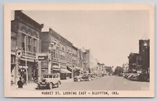 c1930s-40s Postcard Market St Looking East Bluffton IN  Coca Cola Sign Cars picture