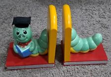 Vtg House Of Lloyd Green Ceramic Book Inch Worm Graduation Desk Office Bookends picture