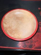 Vintage Woodpecker Woodware Bowl Red Farmhouse Kitchen Handpainted Japan picture