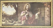 Vintage Framed Jesus Print The Good Shepherd Knocking at the Door  picture