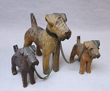 Vintage Black Forest ?? Carved Wood Terrier Dog Family Mother w/ Puppies picture