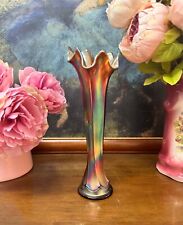 Stunning Vintage Mid-Century Amethyst Carnival Glass Tall Vase picture