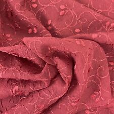 Vintage red crepe embroidered semi sheer abstract cherry fabric 4 yds picture