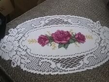 Hand made white with purple large doily picture