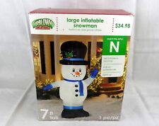 Rare Gemmy Airblown® Large Blue/White Inflatable 7ft Light-Up Snowman In/Outdoor picture