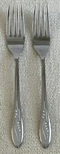 Set 2 Oneida Oneidacraft Premier Stainless WHITE LILY Dinner Forks EXCELLENT picture