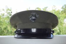 Authentic Post WW2 USMC Officer Green Alpha Service Barracks Cover Sterling EGA picture