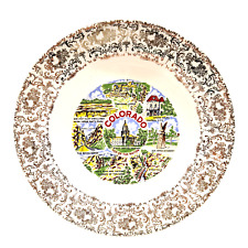 Vintage Colorado Souvenir Gold Accents Decorative Porcelain Plate 10 Inch Diam picture