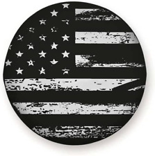 Black White Vintage American Flag Spare Tire Cover Wheel Protectors Dust-Proof W picture