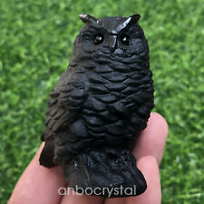 A+A+  Natural obsidian Owl Carved Quartz Crystal Skull Reiki Healing 1PC picture