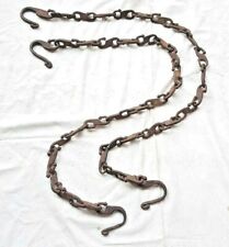 Original 1900's Old Vintage Antique Long Solid Heavy Iron Swing Hanging Chain picture