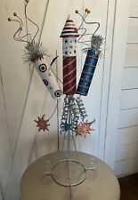 Pier 1 - 4th of july Tabletop Fireworks decoration Flags, Glitter, Whimsical 22” picture