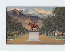 Postcard Monument to General WM. J. Palmer Founder of Colorado Springs Colorado picture