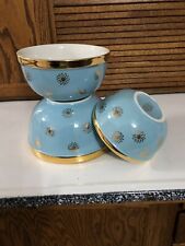 1950s Nesting Mixing Serving Bowls Set HALL Gold Label Kitchenware GoldDaisy MCM picture