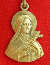 Vintage SAINT THERESE PRAY FOR US French Medal Religious Catholic Fr. M. BERNARD picture