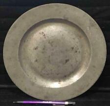 18th C. Antique English Pewter Flat Rim Plate, 