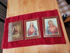  Jesus And  Mary Sacred Hert Plaques 9x7 Vintage  picture